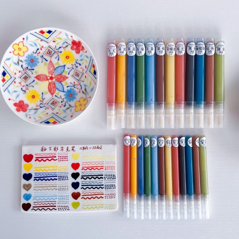 Midsole Marker Paint - Stylo marqueur sous-glaçure 12 couleurs, stylo